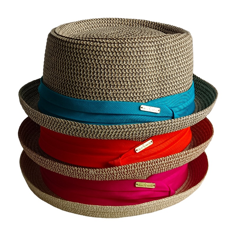Bucket Hat Straw - Topi Pork Pie Pria Lipat Tiga