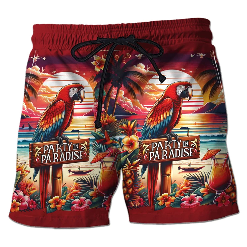 Trunks Board Surf - Celana pendek motif 3D Parrot Toucan,