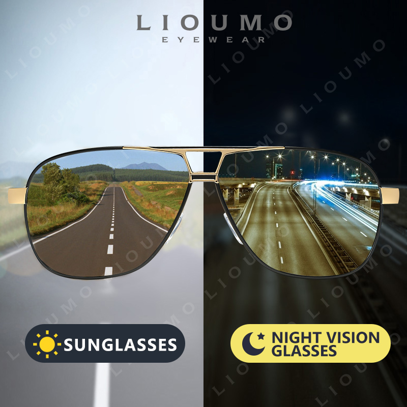 Sunglasses Aviator Polarized - LIOUMO Kacamata Hitam Penerbangan Pria Terpolarisasi