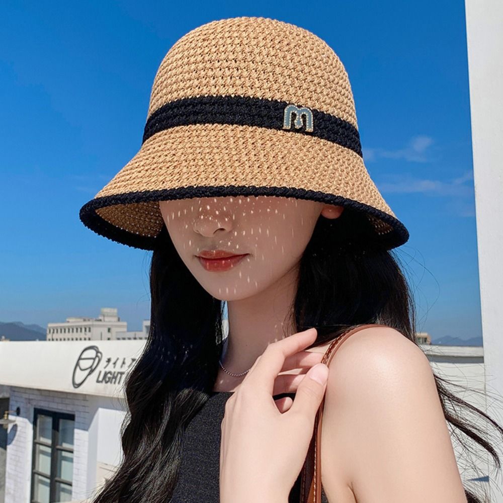 Bucket Hat Straw - Topi Nelayan Busur Elegan Topi Matahari