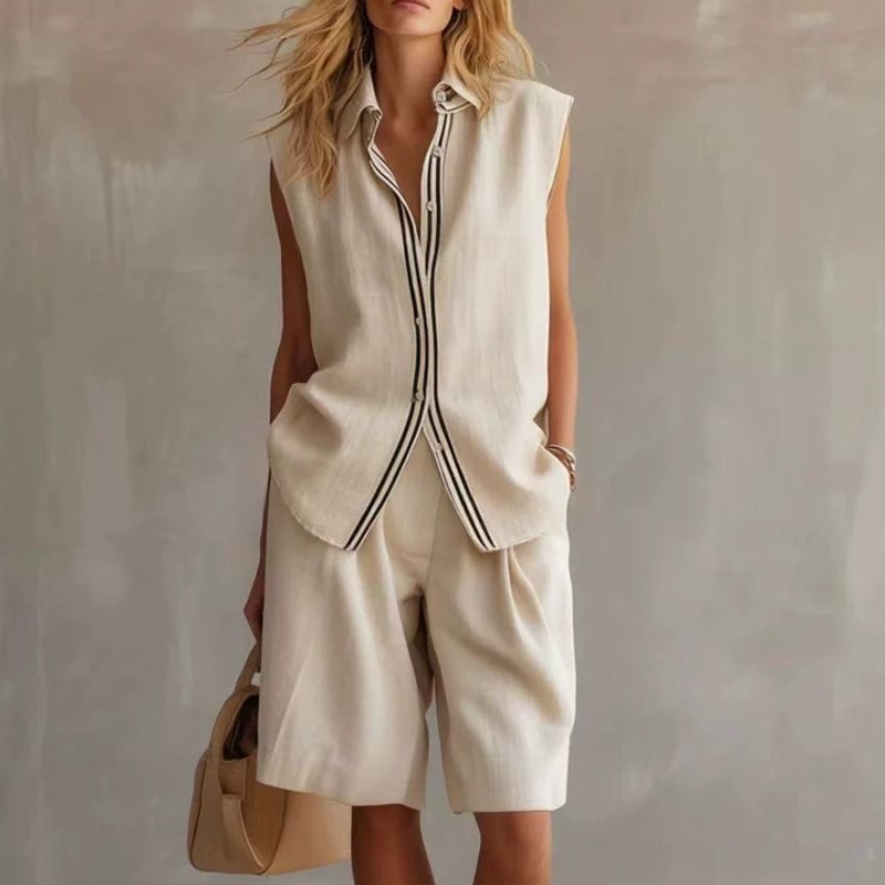 Set Dua Potong Bahan Linen Cam - Linen Shirt Breathable ulasan dan harga