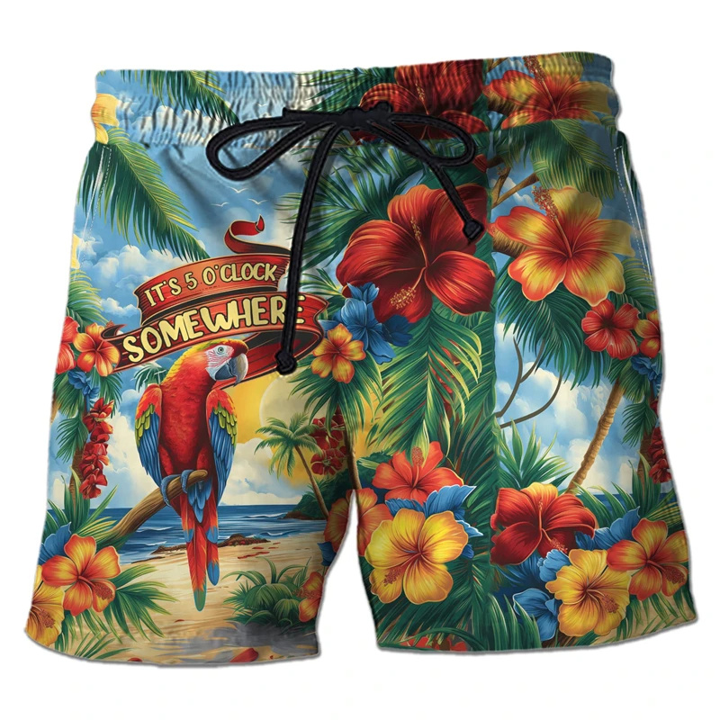 Celana pendek motif 3D Parrot  - Trunks Board Surf ulasan dan harga