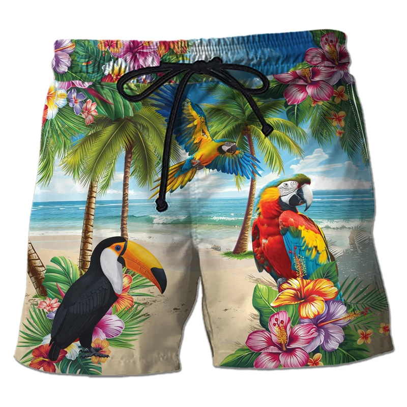 Celana pendek motif 3D Parrot  - Trunks Board Surf ulasan dan harga