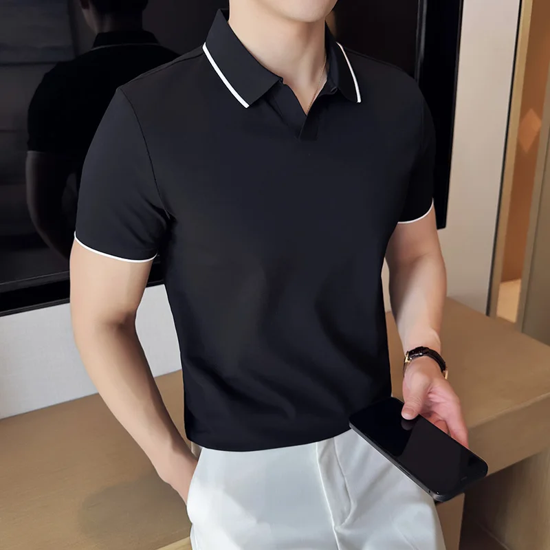 Kaus Polo Pria Kaus Atasan Len - Polo Shirt Pique ulasan dan harga