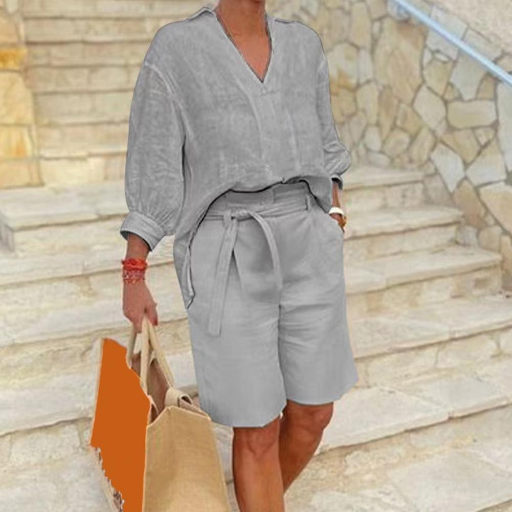 Setelan Dua Potong Wanita Katu - Linen Shirt Breathable ulasan dan harga