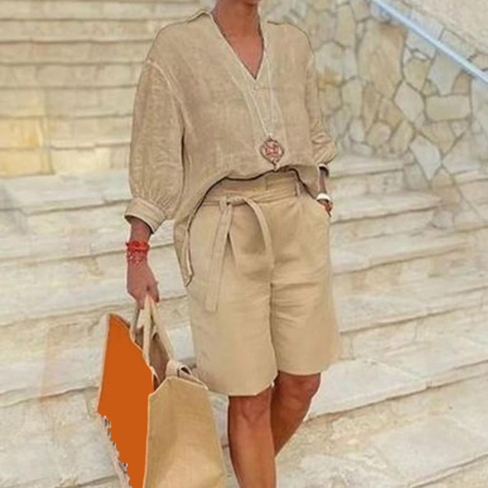 Setelan Dua Potong Wanita Katu - Linen Shirt Breathable ulasan dan harga
