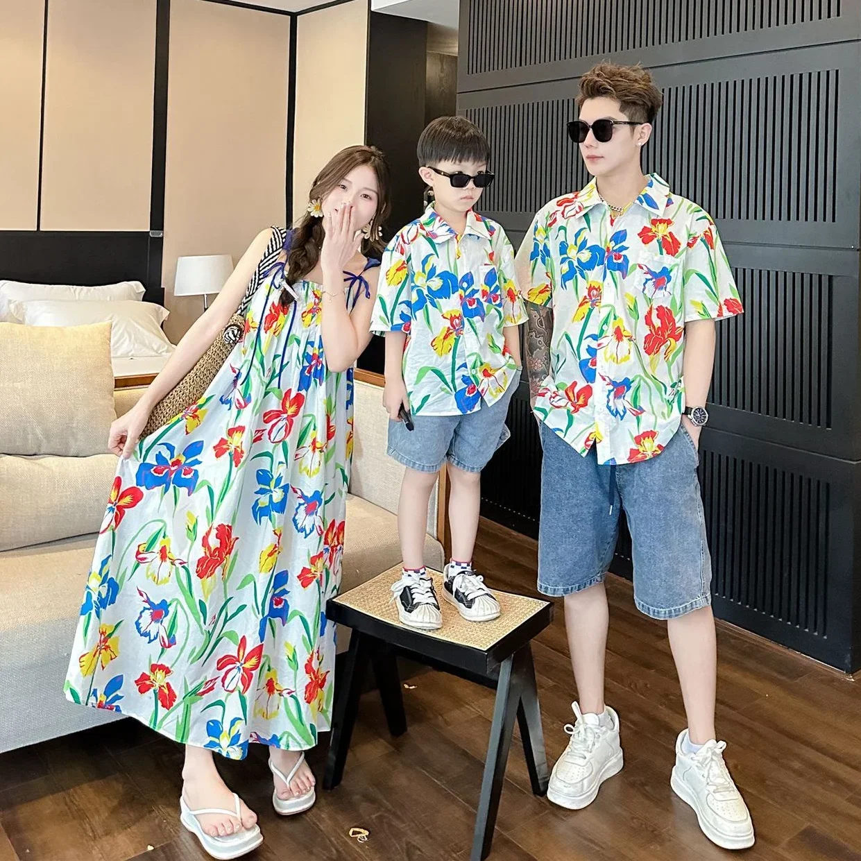 Baju liburan Korea baju gadis  - Resort Shirt Floral ulasan dan harga