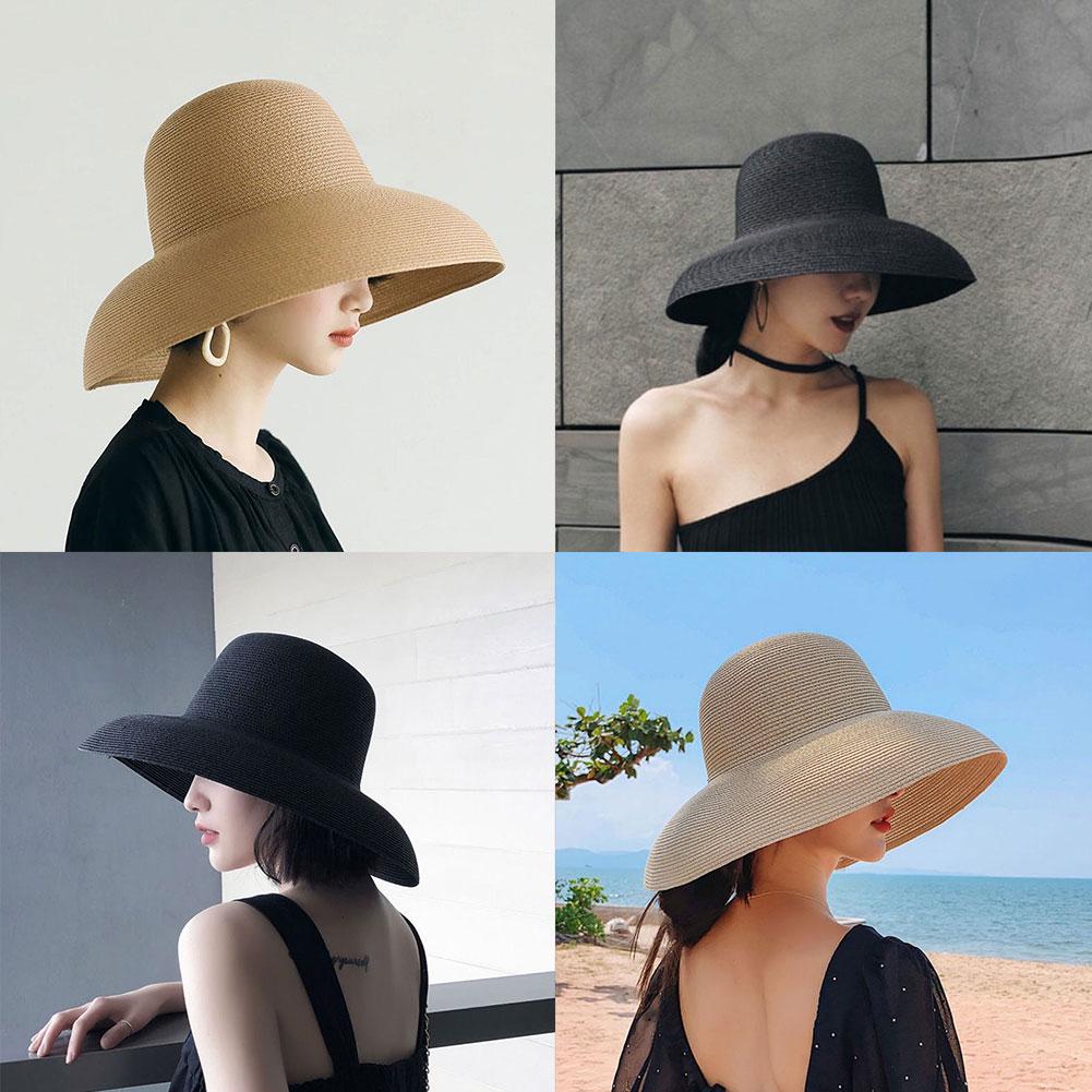 Topi jerami wanita, gaya Hepbu - Bucket Hat Straw ulasan dan harga
